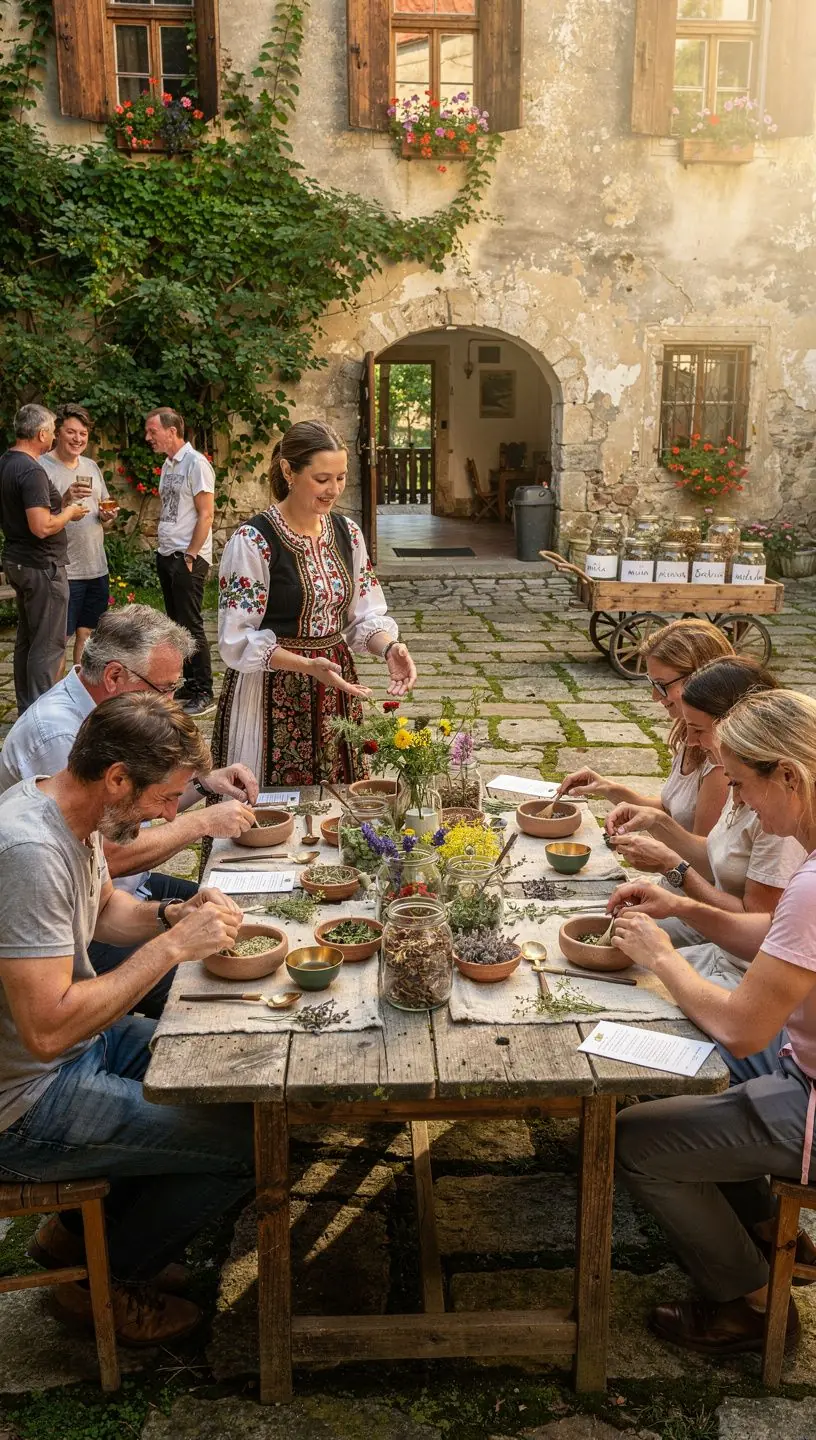 Ručne zbierané bylinky sušené na slnku v rustikálnom prostredí